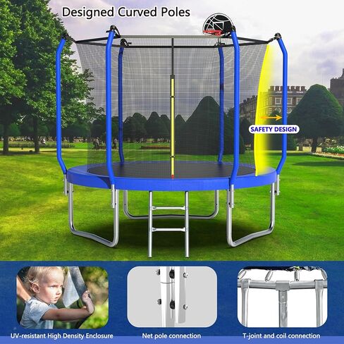 EMKK 15FT Tranpoline للأطفال والكبار، 1323LBS سعة الوزن Tranpoline مع طوق كرة السلة، شبكة الضميمة، الترامبولين الترفيهية الثقيلة في الفناء الخلفي، معتمدة من ASTM in Kuwait