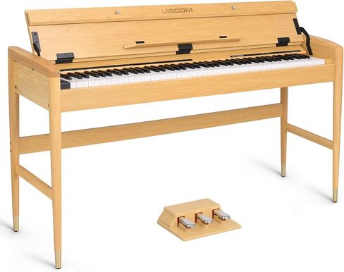 88-Key Wooden Digital Piano Heavy Hammer Keyboard - Full-Size Weighted Electric Piano for Beginners, with Sheet Music Stand, Triple Pedal, Power Adapter, and USB-MIDI Support-Dark Brown in Kuwait