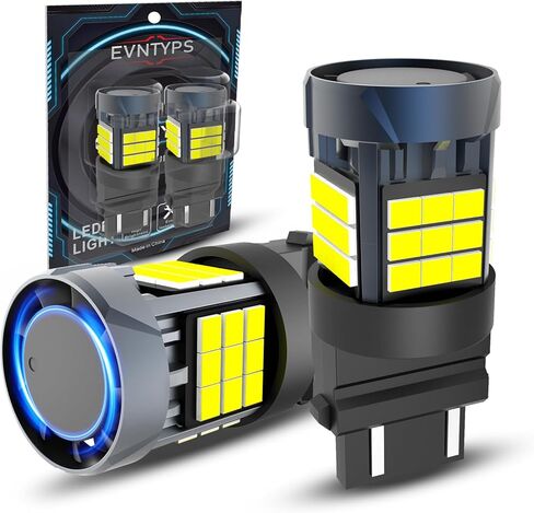 لمبة evntyps 3157 LED للأضواء العكسية الاحتياطية، 6000K أبيض 3156 3057 4114 4157 لمبة LED مدمجة في المقاوم ومروحة توربو بديلة لذيل الفرامل DRL أضواء وقوف السيارات Canbus مجانًا (قطعتان) in Kuwait