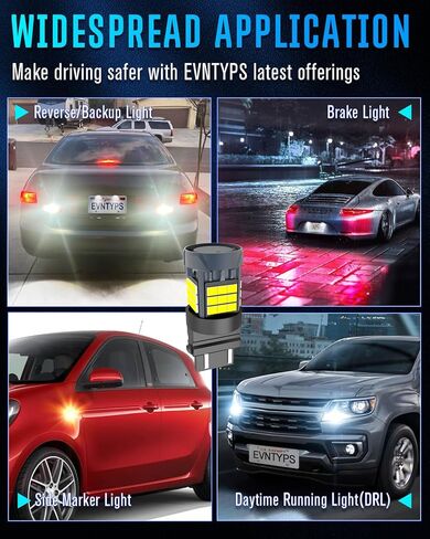 لمبة evntyps 3157 LED للأضواء العكسية الاحتياطية، 6000K أبيض 3156 3057 4114 4157 لمبة LED مدمجة في المقاوم ومروحة توربو بديلة لذيل الفرامل DRL أضواء وقوف السيارات Canbus مجانًا (قطعتان) in Kuwait