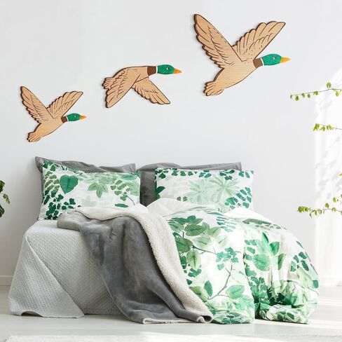 Lineshading 3 Sizes Mallard Duck Wall Art Duck Hunting Wall Decor Wooden Green Flying Mallard Duck Decor Rustic Farm Carved Wood Wall Art for Bedroom Classroom Playroom Home Living Room Kitchen Office in Saudi Arabia