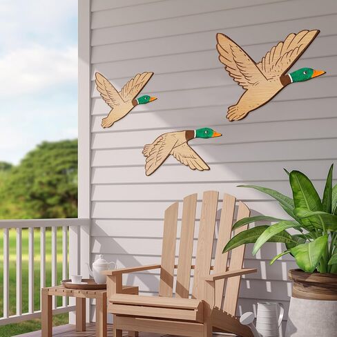 Lineshading 3 Sizes Mallard Duck Wall Art Duck Hunting Wall Decor Wooden Green Flying Mallard Duck Decor Rustic Farm Carved Wood Wall Art for Bedroom Classroom Playroom Home Living Room Kitchen Office in Saudi Arabia