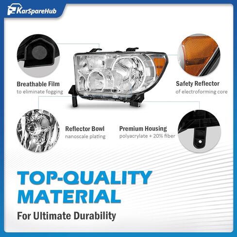 For 2007-2013 Toyota Tundra Headlights Assembly For 07 08 09 10 11 12 13 Toyota Tundra Headlight Replacement Automotive Headlamp Headlight Assemblies Black Housing Amber Reflector in Kuwait