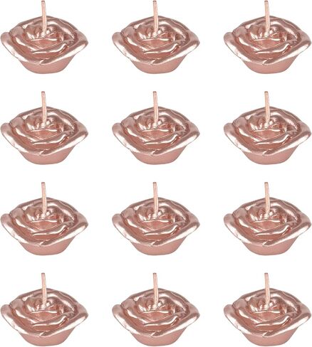 Mega Candles 12 pcs Unscented Rose Gold Floating Rose Petals Flower Candle, Hand Poured Paraffin Wax Candles 1.5 Inch Diameter, Home Décor, Wedding Receptions, Baby Showers, Birthdays, Parties & More in Saudi Arabia