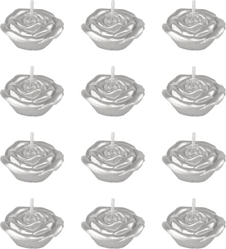 Mega Candles 12 pcs Unscented Rose Gold Floating Rose Petals Flower Candle, Hand Poured Paraffin Wax Candles 1.5 Inch Diameter, Home Décor, Wedding Receptions, Baby Showers, Birthdays, Parties & More in Saudi Arabia