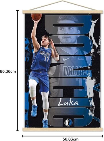 Trends International NBA Dallas Mavericks - Luka Doncic 19 Wall Poster, 22.375" x 34", Premium Print and Beechwood Hanger Bundle in Saudi Arabia