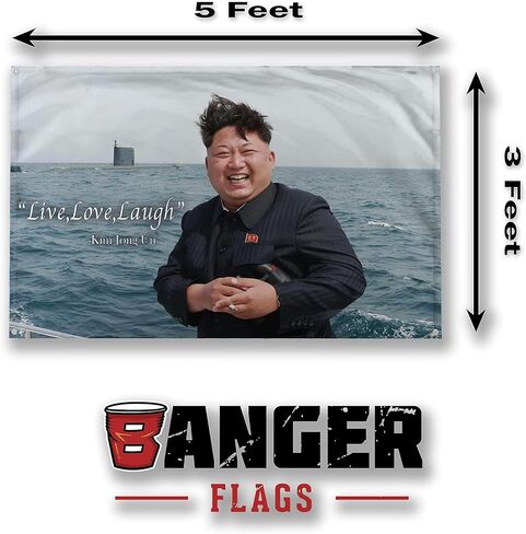 Banger - اقتباس Kim Jong Un Live Love Laugh مقاس 3×5 أقدام، نسيج علم جامعي مسكن in Kuwait
