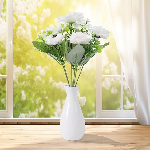 1 Pc Artificial Flowers, Fake Slik Daisy Chrysanthemum Plants with Slik Greenery for Home Garden Window Wedding Decoration (White) in Saudi Arabia