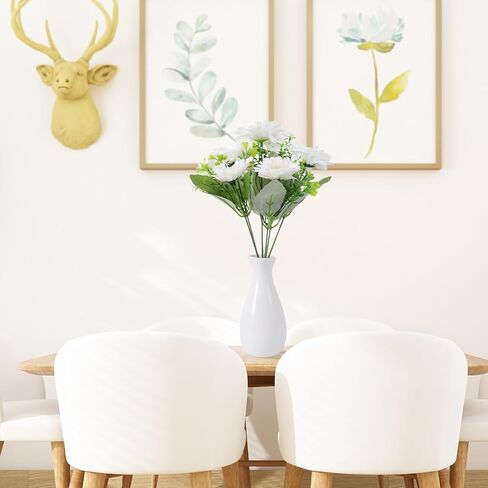 1 Pc Artificial Flowers, Fake Slik Daisy Chrysanthemum Plants with Slik Greenery for Home Garden Window Wedding Decoration (White) in Saudi Arabia