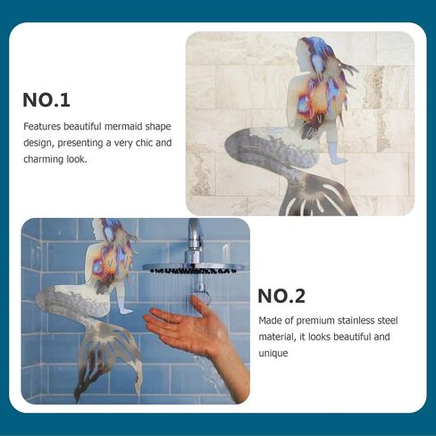 Amosfun حورية البحر جدار الفن شنقا ديكور المعادن حورية البحر القواطع للمنزل الحمام غرفة نوم حمام السباحة الديكور in Saudi Arabia