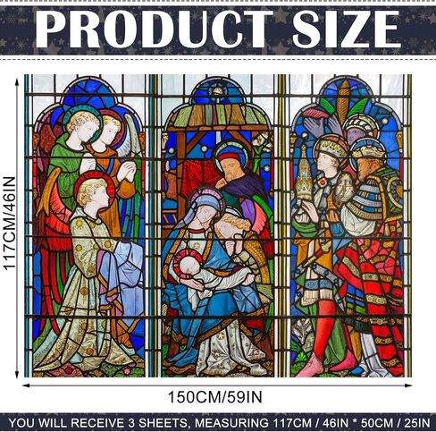Spiareal Christmas Window Clings Nativity Decorations Reusable Non Adhesive Sticker Vinyl Religious Holiday and Door Decor Decals for Home Xmas (30.71 x 39.37 Inch) in Saudi Arabia