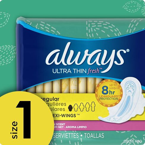 فوط صحية رفيعة للغاية للنساء من أولويز، مقاس 1، امتصاص عادي، مع أجنحة، معطرة، 32 قطعة - عبوة من 6 قطع (إجمالي 192 قطعة) in Kuwait