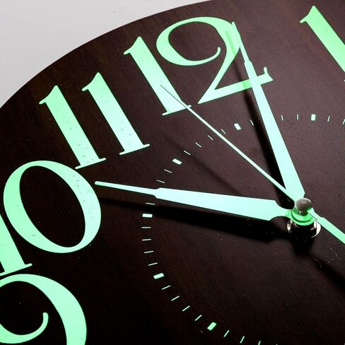 ساعة حائط خشبية Kingrol مقاس 12 بوصة، ساعة حائط بإضاءة ليلية، ساعة كوارتز لغرفة المعيشة وغرفة النوم، صامتة غير موقوتة، سهلة القراءة in Kuwait