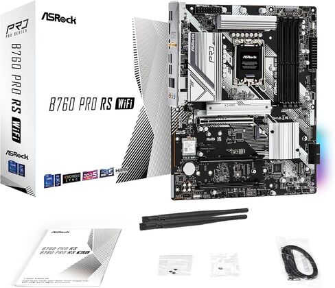 ASRock B760 Pro RS WiFi LGA1700 HDMI DisplayPort eDP Intel B760 ATX اللوحة الأم DDR5 192 جيجابايت 7200 ميجاهرتز (OC) SATA3 6.0 جيجابايت/ثانية in Saudi Arabia
