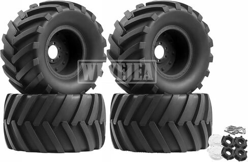 4PCS 1/10 Scale RC Monster Truck Rubber Tire w/12mm Hex Plastic Wheel Rim 133mm/73mm Rubber Rocks Tyres Set Fit for 1/10 RC Monster Truck E-Revo and Summit,MAXX, HIMOTO HSP HPI Tamiya Kyosho in Kuwait