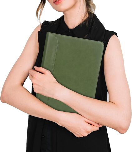 AZXCG Padfolio for Women, 3 Ring Binder Business Portfolio, Vegan Leather Zipper Binder Portfolio Folio, Document Notebook Organizer with A4 Clipboard Folder, Gift for Men, Brown in Kuwait