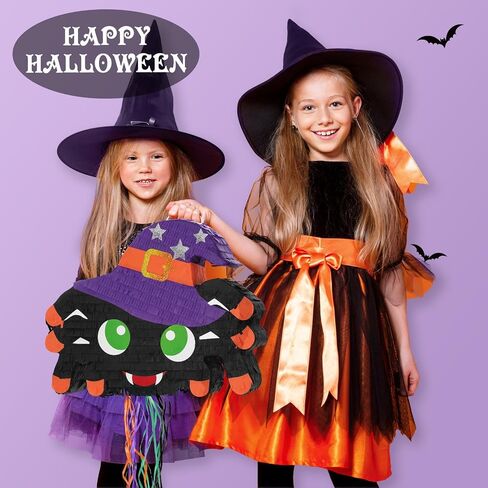 WERNNSAI Halloween Spider Piñata - سحب سلسلة الهالوين المخيفة Piñata Spider Piñata مع معصوب العينين والخفافيش للأطفال لوازم ألعاب حلوى الهالوين فييستا احتفالات الهالوين ديكورات الحفلات in Saudi Arabia