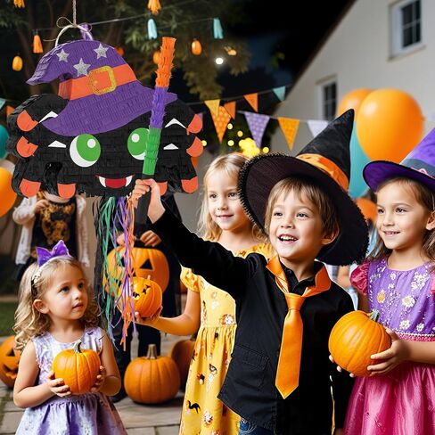 WERNNSAI Halloween Spider Piñata - سحب سلسلة الهالوين المخيفة Piñata Spider Piñata مع معصوب العينين والخفافيش للأطفال لوازم ألعاب حلوى الهالوين فييستا احتفالات الهالوين ديكورات الحفلات in Saudi Arabia