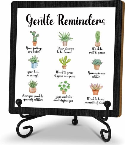 Mental Health Desk Decor Sign, Inspirational Wooden Sign With Stand, Gentle Reminders Sign For Home Therapy Office School Counselling Office, Encouragement Gifts For Family Friend Coworker, C08 in Saudi Arabia