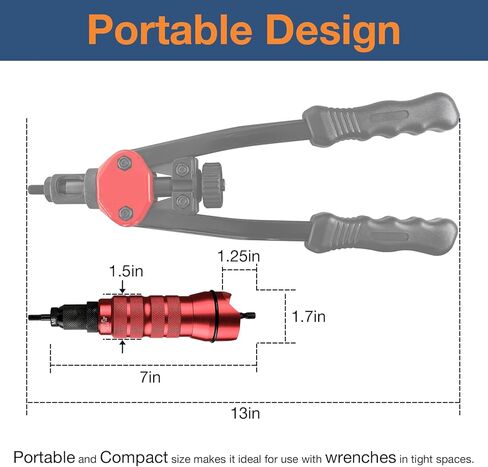 محول مسدس برشام كهربائي للمثقاب اللاسلكي، طقم محول مثقاب برشام بما في ذلك M3 M4 M5 M6 M8 M10 1/4-20 8-32 10-24 10-32، أداة صامولة برشام لاسلكية مع حقيبة حمل in Kuwait