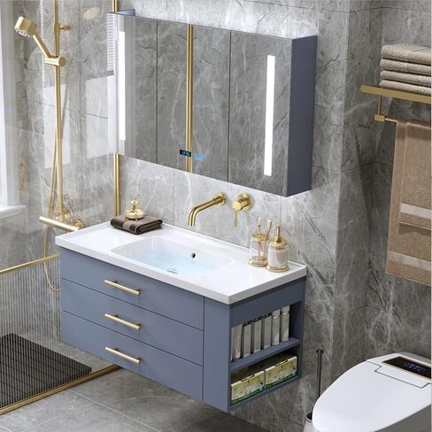 Wall Mount Bathroom Faucet Brushed Gold Bathroom Faucet Bathroom Sink Faucet with Single Handle and Rough in Valve Included in Saudi Arabia