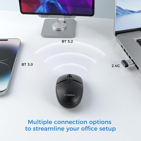 2.4G Wireless Mouse, Rechargeable Bluetooth Silent Mouse, 1600 DPI Optical Tracking, 8-Month Battery Life, Compatible with PC, Mac, Laptops, Ipad(Pink) in Kuwait