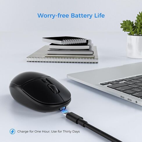 2.4G Wireless Mouse, Rechargeable Bluetooth Silent Mouse, 1600 DPI Optical Tracking, 8-Month Battery Life, Compatible with PC, Mac, Laptops, Ipad(Pink) in Kuwait