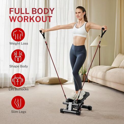 ستيبرز للتمرين، ستيبر ستاير صغير، آلة خطوات مكتبية مع أشرطة مقاومة مزدوجة للتمرين المنزلي in Kuwait