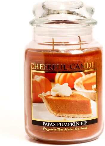 A Cheerful Giver - Papa's Pumpkin Pie Scented Glass Jar Candle (24 oz) with Lid & True to Life Fragrance Made in USA in Saudi Arabia