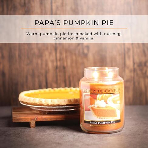 A Cheerful Giver - Papa's Pumpkin Pie Scented Glass Jar Candle (24 oz) with Lid & True to Life Fragrance Made in USA in Saudi Arabia