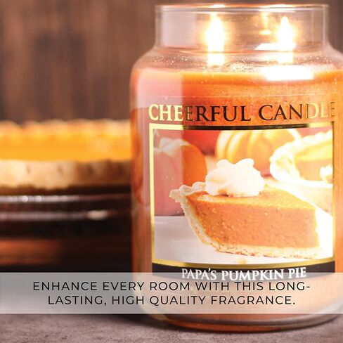A Cheerful Giver - Papa's Pumpkin Pie Scented Glass Jar Candle (24 oz) with Lid & True to Life Fragrance Made in USA in Saudi Arabia