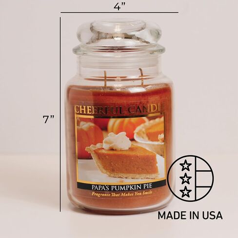 A Cheerful Giver - Papa's Pumpkin Pie Scented Glass Jar Candle (24 oz) with Lid & True to Life Fragrance Made in USA in Saudi Arabia