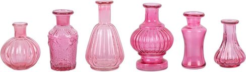 Koyal Wholesale Vintage Glass Flower Bud Vase Bulk Set of 6, Berry, Small Vases for Flowers in Saudi Arabia