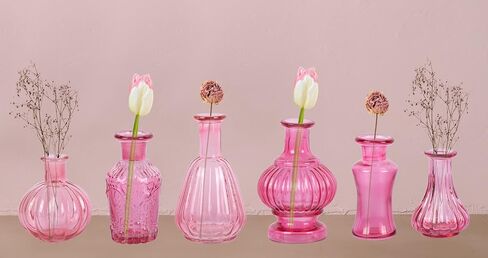 Koyal Wholesale Vintage Glass Flower Bud Vase Bulk Set of 6, Berry, Small Vases for Flowers in Saudi Arabia