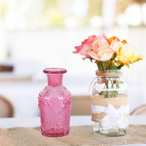 Koyal Wholesale Vintage Glass Flower Bud Vase Bulk Set of 6, Berry, Small Vases for Flowers in Saudi Arabia