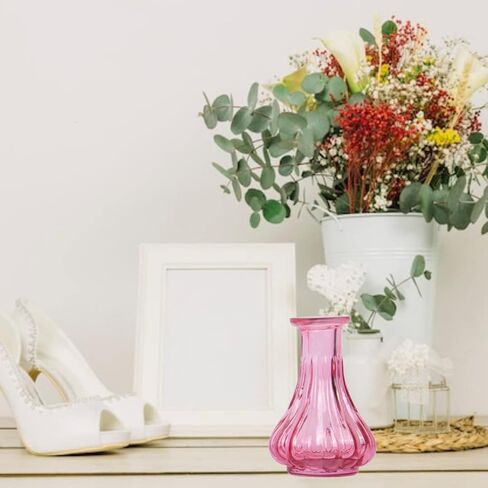 Koyal Wholesale Vintage Glass Flower Bud Vase Bulk Set of 6, Berry, Small Vases for Flowers in Saudi Arabia