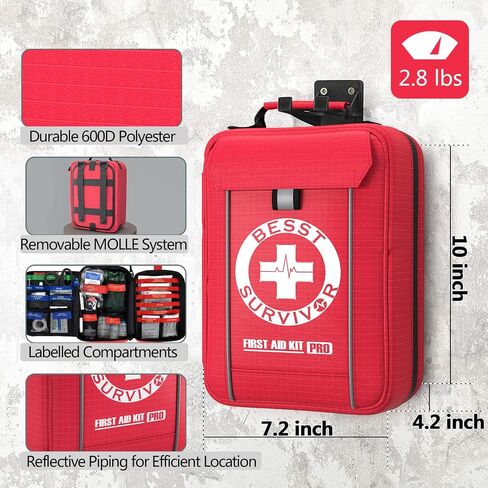 Waterproof First Aid Kit -Labeled Compartments Trauma Kits, Advanced Large Emergencies Medical Kits for Cars, Boats, Camping, Hurricanes and Outdoor Emergencies- 262 Piece Kit in Kuwait