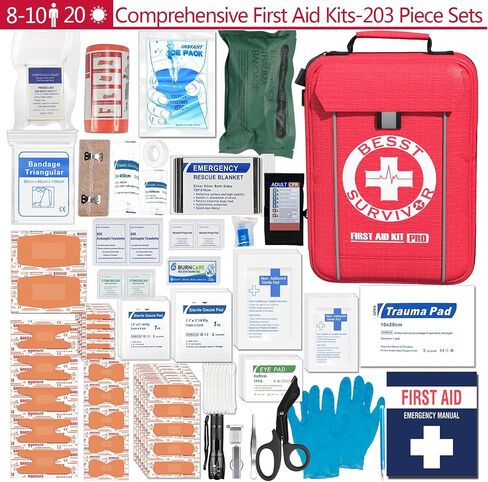 Waterproof First Aid Kit -Labeled Compartments Trauma Kits, Advanced Large Emergencies Medical Kits for Cars, Boats, Camping, Hurricanes and Outdoor Emergencies- 262 Piece Kit in Kuwait