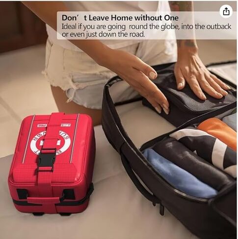 Waterproof First Aid Kit -Labeled Compartments Trauma Kits, Advanced Large Emergencies Medical Kits for Cars, Boats, Camping, Hurricanes and Outdoor Emergencies- 262 Piece Kit in Kuwait