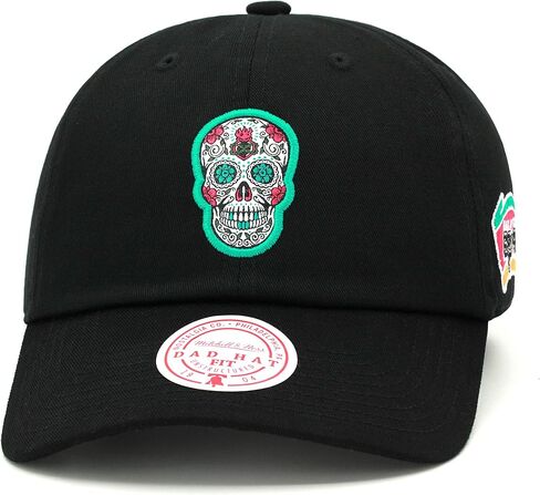 قبعة Mitchell & Ness San Antonio Spurs Dad Hat - أسود/جمجمة فييستا/Dia de Muertos/Day of The Dead in Saudi Arabia