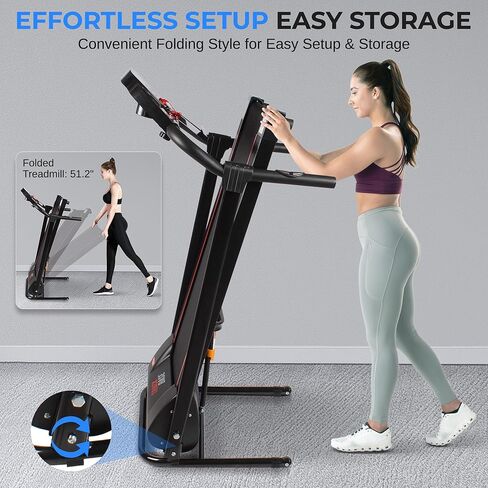 SereneLife Folding Treadmill - Foldable Home Fitness Equipment with LCD for Walking & Running - Cardio Exercise Machine - 12 Preset or Adjustable Programs - Bluetooth Connectivity in Kuwait