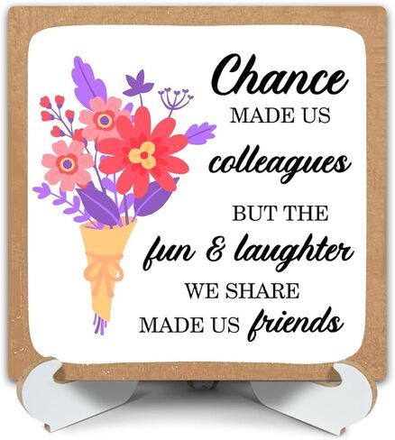 هدايا الصداقة للنساء ديكور مكتب علامة خشبية مع حامل، هدايا زملاء العمل لأصدقائك في العمل، هدايا وداع للتقاعد، فرصة جعلتنا زملاء في المنزل ديكور رف طاولة المكتب - b047 in Kuwait