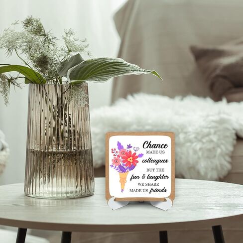 هدايا الصداقة للنساء ديكور مكتب علامة خشبية مع حامل، هدايا زملاء العمل لأصدقائك في العمل، هدايا وداع للتقاعد، فرصة جعلتنا زملاء في المنزل ديكور رف طاولة المكتب - b047 in Kuwait