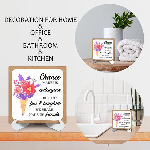 هدايا الصداقة للنساء ديكور مكتب علامة خشبية مع حامل، هدايا زملاء العمل لأصدقائك في العمل، هدايا وداع للتقاعد، فرصة جعلتنا زملاء في المنزل ديكور رف طاولة المكتب - b047 in Kuwait