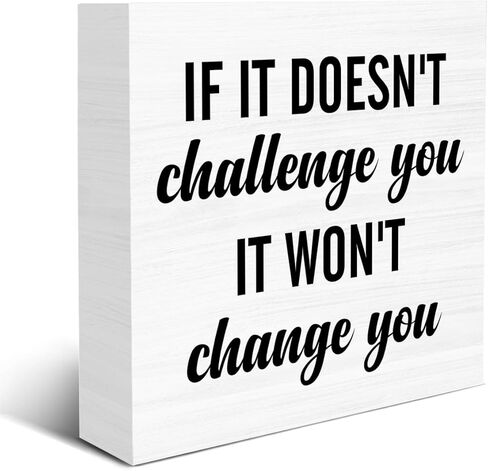 اقتباسات مشجعة، لافتة صندوق خشبي ترفع من مستوى الرفع إذا لم تتحدىك، فلن تغير ديكور اللافتة الخشبية، عقلية ديكور كتلة خشبية لتزيين المنزل وصالة الألعاب الرياضية والفصل الدراسي ورف المكتب in Kuwait