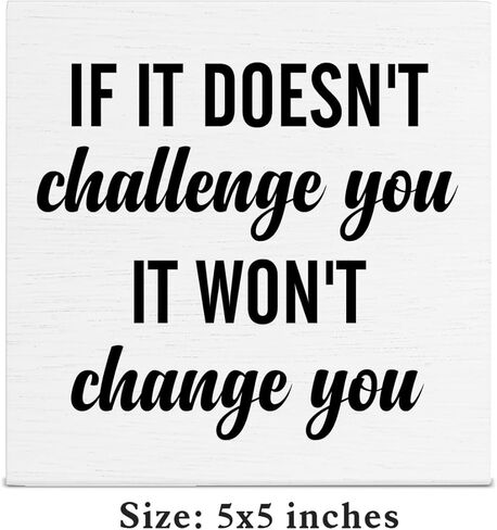اقتباسات مشجعة، لافتة صندوق خشبي ترفع من مستوى الرفع إذا لم تتحدىك، فلن تغير ديكور اللافتة الخشبية، عقلية ديكور كتلة خشبية لتزيين المنزل وصالة الألعاب الرياضية والفصل الدراسي ورف المكتب in Kuwait