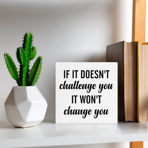 اقتباسات مشجعة، لافتة صندوق خشبي ترفع من مستوى الرفع إذا لم تتحدىك، فلن تغير ديكور اللافتة الخشبية، عقلية ديكور كتلة خشبية لتزيين المنزل وصالة الألعاب الرياضية والفصل الدراسي ورف المكتب in Kuwait