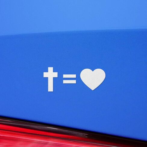 Decal Stickers of Christian The Cross Equals Love (White) (Set of 2) Luxury Weatherproof Vinyl Decal Stickers for Laptop Desktop Smartphone Car Dirt Bike Wall Room Mason Jar - ANDstic019191WH in Saudi Arabia
