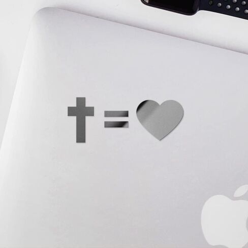 Decal Stickers of Christian The Cross Equals Love (White) (Set of 2) Luxury Weatherproof Vinyl Decal Stickers for Laptop Desktop Smartphone Car Dirt Bike Wall Room Mason Jar - ANDstic019191WH in Saudi Arabia