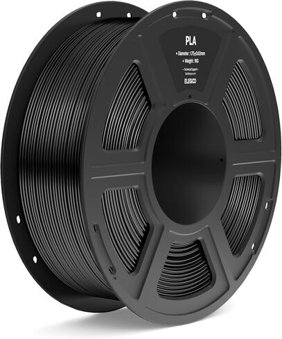 ELEGOO PLA Filament 1.75 مم أسود 1 كجم، دقة أبعاد خيوط الطابعة ثلاثية الأبعاد +/- 0.02 مم، بكرة 1 كجم (2.2 رطل) تناسب معظم طابعات FDM ثلاثية الأبعاد in Kuwait
